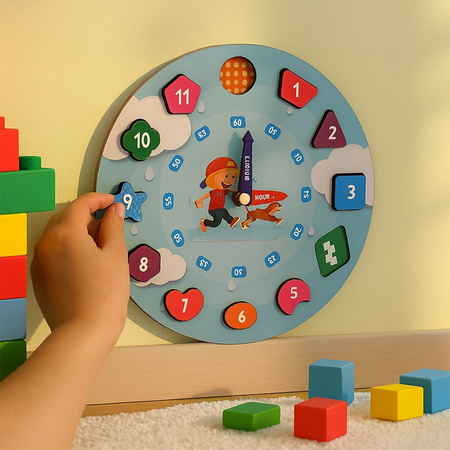 Aditi Wooden Educational Learning Clock Toy with Movable Hands Aditi Wooden Educational Learning Clock Toy with Movable Hands